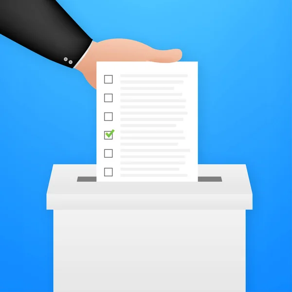 Hand Pone Boletín Votación Urna Concepto Votación Una Urna Ilustración — Archivo Imágenes Vectoriales