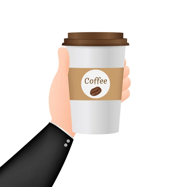 Tazza Caffè Usa Getta Mano Illustrazione Dello Stock Vettoriale — Vettoriale Stock