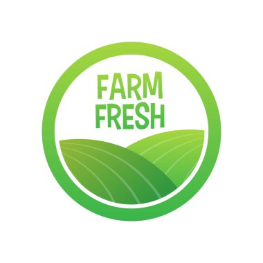 Farm Fresh simgesi, beyaz arkaplanda etiket. Vektör stok illüstrasyonu