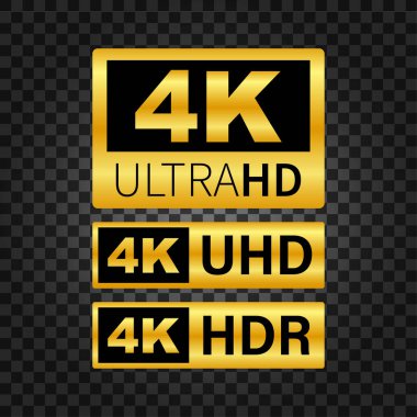 4K Ultra HD etiketi. Yüksek teknoloji. LED televizyon ekranı. Vektör illüstrasyonu