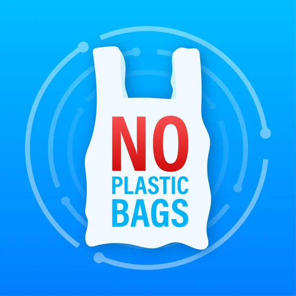 Plastik Poşet Posterine Hayır Plastik Poşet Kullanımını Azaltma Kampanyası Vektör — Stok Vektör