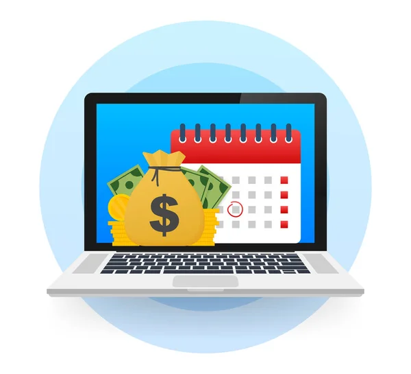 Belastingdag Concept Van Betalingsdatum Payday Lening Als Een Kalender Met — Stockvector