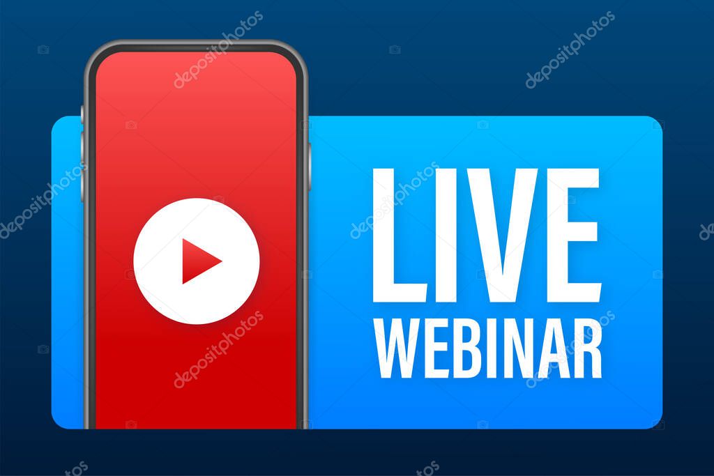 Live Webinar Button, icon, stamp logo Vector illustration