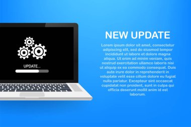 Sistem yazılım güncellemesi, veri güncellemesi veya ekrandaki ilerleme çubuğuyla senkronize et. Vektör İllüstrasyonu