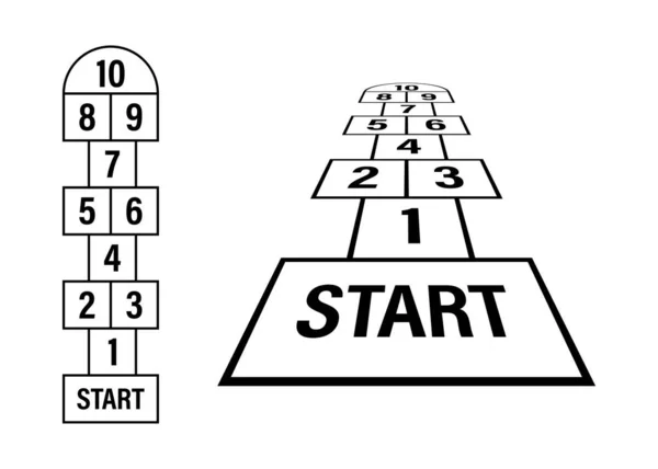 Uppsättning barn hopscotch spelmallar. Illustration av vektorbeståndet. — Stock vektor