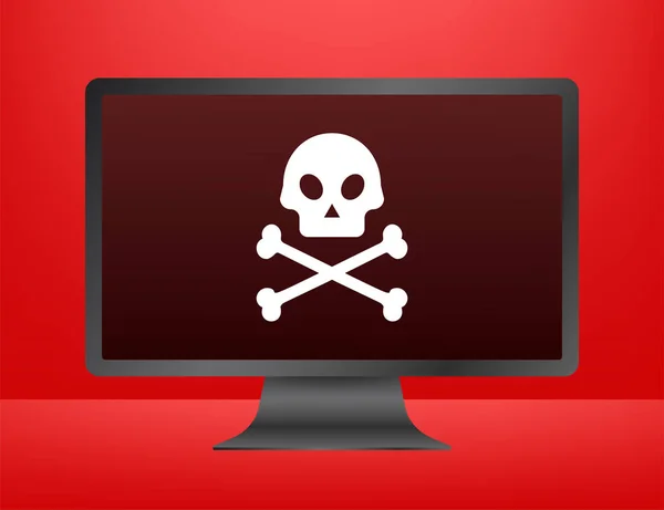 Cyber-Angriff. Daten-Phishing mit Angelhaken, Laptop, Internetsicherheit. Vektoraktiendarstellung. — Stockvektor