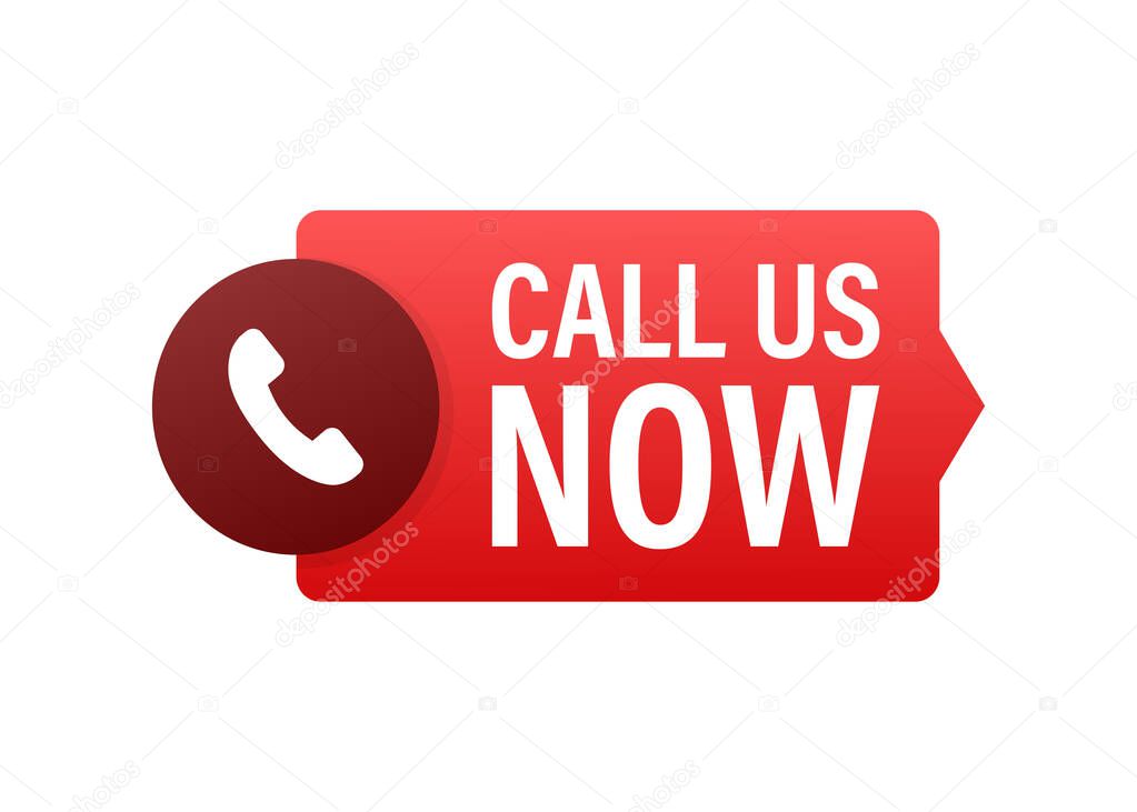 Call us now. Information technology. Telephone icon. Customer service. Vector stock illustration