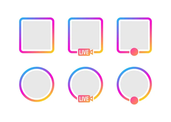 Изображение аватара социальной сети. Живые истории пользователей потокового видео. Векторная иллюстрация. — стоковый вектор