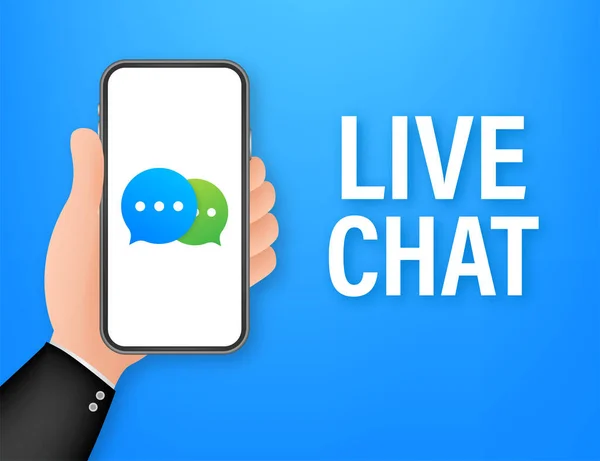 Chat en vivo concepto de burbujas de voz. Ilustración de stock vectorial. — Vector de stock