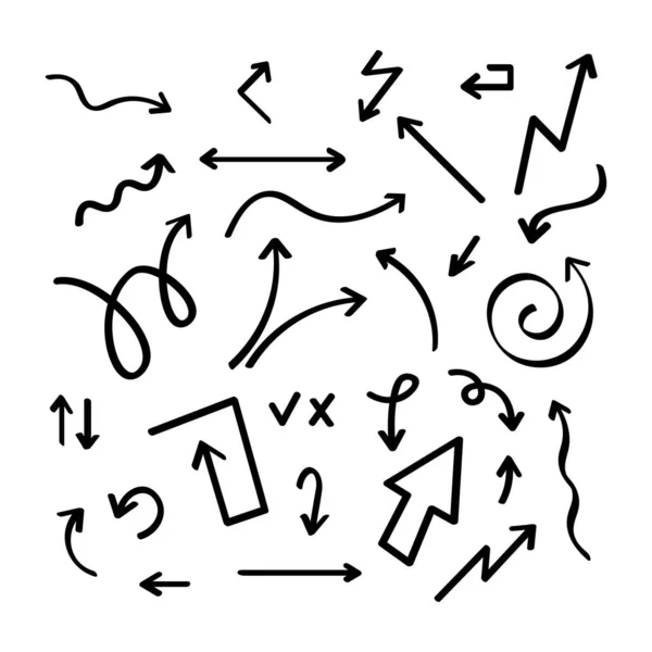 Coleção de seta vetorial desenhada à mão, estilo esboçado. Ilustração do estoque vetorial. — Vetor de Stock