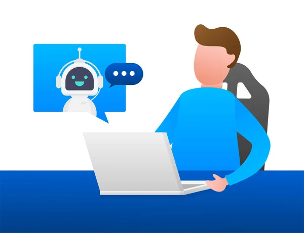 Εικόνα ρομπότ. Σχεδιασμός πινακίδων. Έννοια συμβόλων chatbot. Ρομπότ φωνητικής υποστήριξης. Online υποστήριξη bot. Εικονογράφηση διανύσματος. — Διανυσματικό Αρχείο