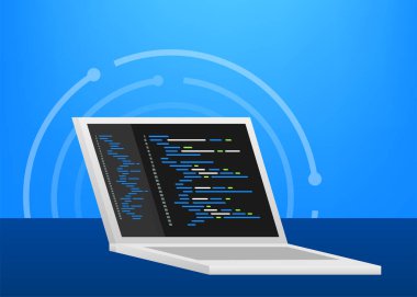 Dijital Java kod metni. Bilgisayar yazılım kodlama vektör kavramı. Senaryo Java programlanıyor, ekran illüstrasyonunda dijital program kodu. Vektör stok illüstrasyonu.