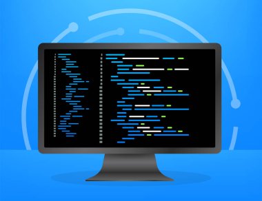 Dijital Java kod metni. Bilgisayar yazılım kodlama vektör kavramı. Senaryo Java programlanıyor, ekran illüstrasyonunda dijital program kodu. Vektör stok illüstrasyonu.