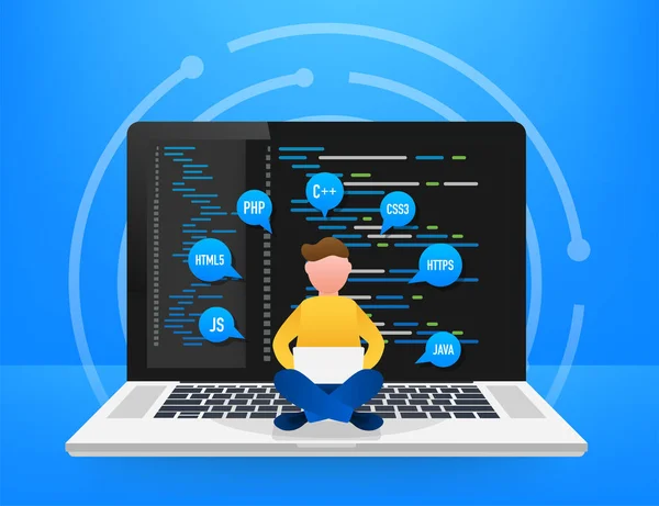 Текст цифрового коду java. Комп'ютерне програмне забезпечення кодування вектор концепції. Програмування скрипту java, цифровий програмний код на ілюстрації екрана. Векторна стокова ілюстрація . — стоковий вектор