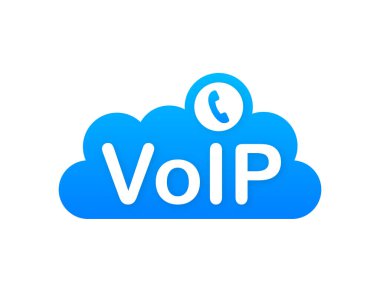 VoIP teknolojisi, IP üzerinden ses. İnternet 'ten sancağa. Vektör illüstrasyonu.