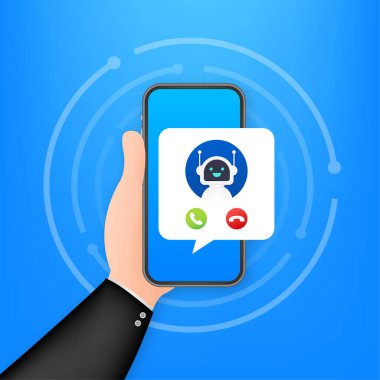 Robo-arama ile kartvizit. Cep telefonu. Robo çağrısı. Cpam. Vektör stok illüstrasyonu.