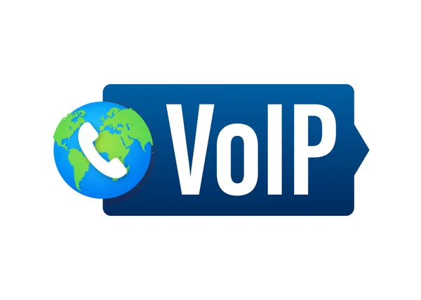 VoIP-Technologie, Voice over IP. Banner mit Internetaufrufen. Vektorillustration. — Stockvektor