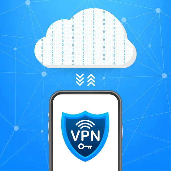 Sicheres VPN-Verbindungskonzept. Überblick über die Konnektivität privater virtueller Netzwerke. Vektoraktiendarstellung. — Stockvektor