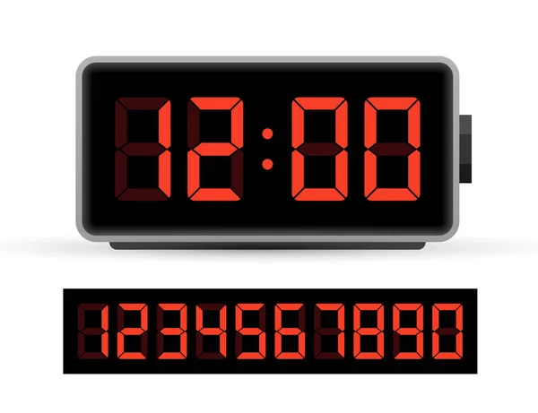 Set numerico orologio digitale. Icona del tempo. Elemento di design. Illustrazione dello stock vettoriale. — Vettoriale Stock