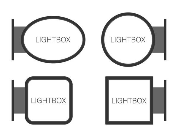 Rechteckige Leuchtkasten-Hinweisschilder. Black-Metall-Café, Restaurant-Outdoor-Attrappe auf. Vektoraktiendarstellung. — Stockvektor