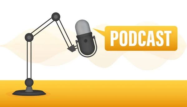 Podcast Insignia, icono, sello, logotipo. Ilustración vectorial. — Vector de stock