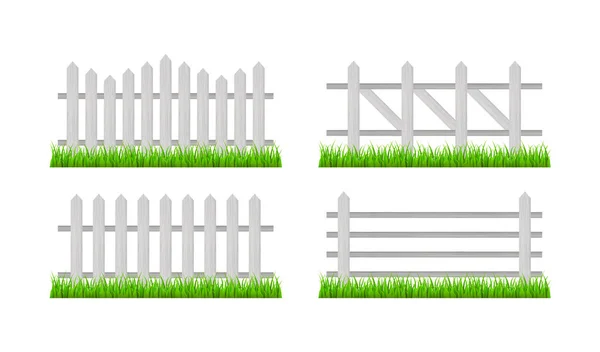 Clôture en bois et herbe. Illustration vectorielle. — Image vectorielle