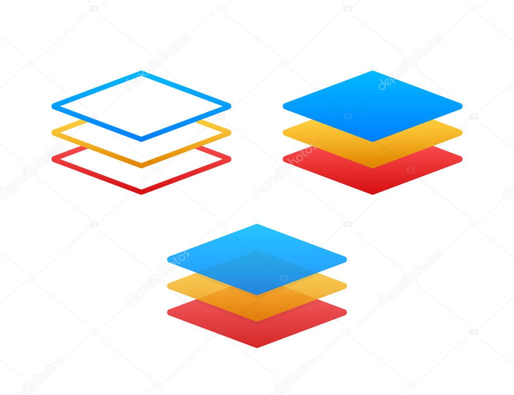 Layers icon, three levels. Vector stock illustration.