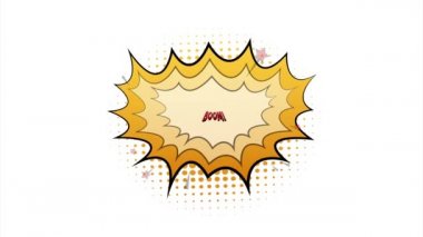 Çizgi roman baloncukları ve metin Boom. Klasik karikatür çizimi. Sembol, etiket, özel teklif etiketi, reklam rozeti. hisse illüstrasyonu.