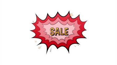 Mesajlı komik konuşma baloncukları. Klasik karikatür çizimi. Sembol, etiket, özel teklif etiketi, reklam rozeti. hisse illüstrasyonu.