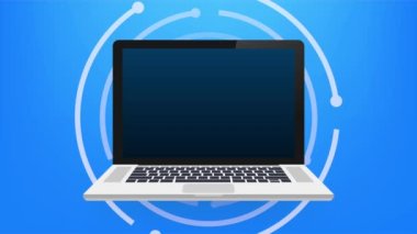 Takvim ve saat laptop ekranında. Program kavramları. Modern düz tasarım grafik elementleri. Stok illüstrasyonu.