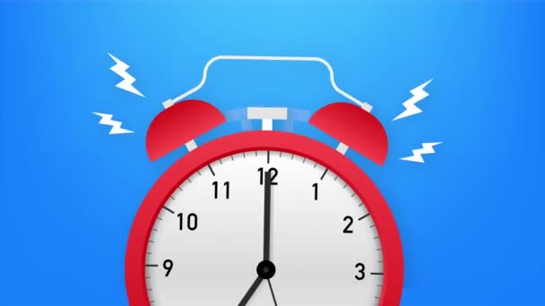 Alarm saati kırmızı uyanma zamanı. hisse illüstrasyonu. — Stok video