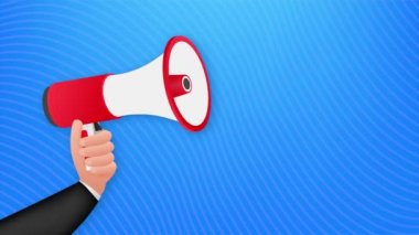 Megafon El, yaklaşan mesajlarla birlikte iş konsepti. hisse illüstrasyonu.