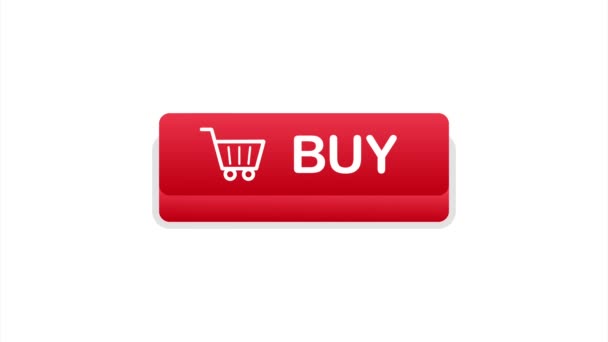 Αγοράστε εικονίδιο κουμπιού. Εικονίδιο Καλάθι Αγορών. απεικόνιση αποθέματος. — Αρχείο Βίντεο