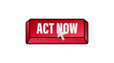 Kırmızı yuvarlak hareket şimdi beyaz arkaplanda düğme. hisse illüstrasyonu.