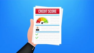 Kredi puanı belgesi. Kişisel kredi puanı bilgilerinin kağıt tabaka çizelgesi. hisse illüstrasyonu.