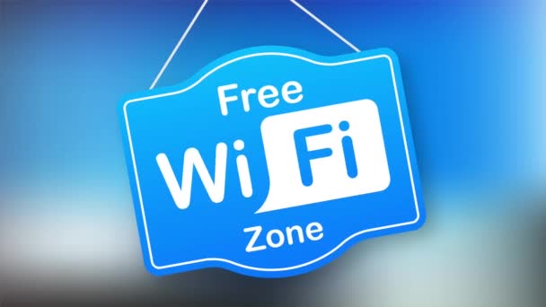 Zone wifi gratuite icône bleue. Wifi gratuit ici signe concept. illustration de stock. — Video