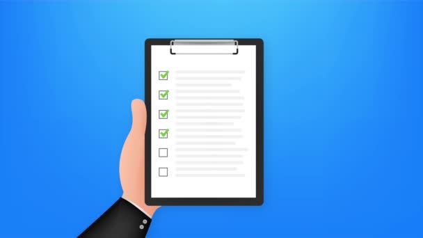 Portapapeles con icono de lista de verificación. Portapapeles con icono de lista de verificación para web. ilustración. — Vídeos de Stock
