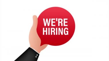 Eleman arıyoruz. Mavi arka planda beyaz metin. resimleme.