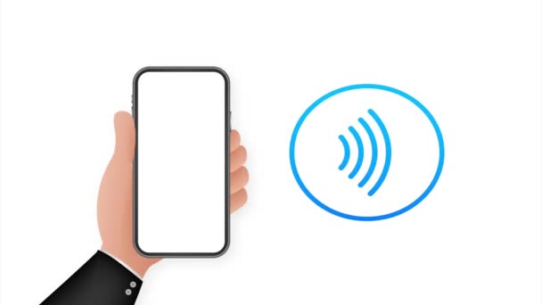 Logotipo de sinal de pagamento sem fio sem contato. Tecnologia NFC. ilustração de estoque. — Vídeo de Stock