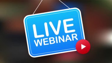 Canlı Webinar Düğmesi, simge, amblem, etiket. resimleme.