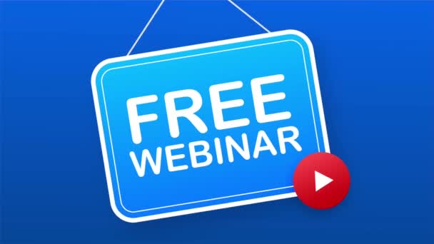 Gratis webinar label. Platte illustratie op witte achtergrond. — Stockvideo