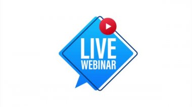 Canlı Webinar Düğmesi, simge, amblem, etiket. resimleme.