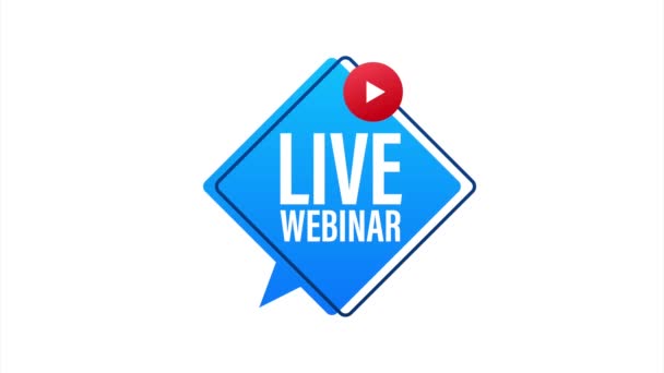 Pulsante Webinar live, icona, emblema, etichetta. illustrazione. — Video Stock