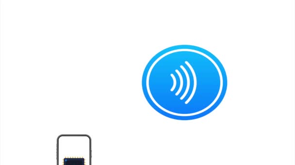 Ασύρματο σήμα πληρωμής χωρίς επικοινωνία. Τεχνολογία NFC. απεικόνιση αποθέματος. — Αρχείο Βίντεο