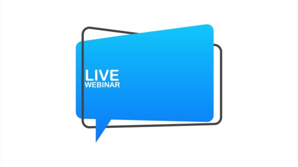 Pulsante Webinar live, icona, emblema, etichetta. illustrazione. — Video Stock