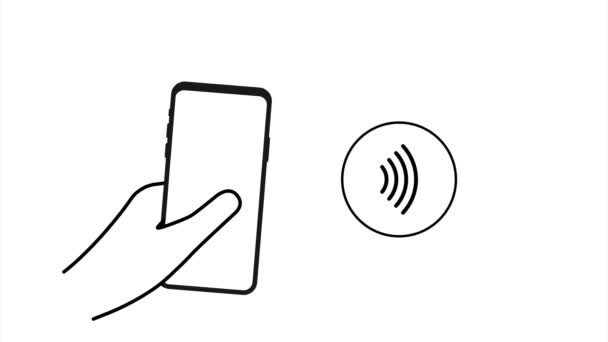 Logo senza contatto del segno di paga wireless. Tecnologia NFC. illustrazione delle scorte. — Video Stock