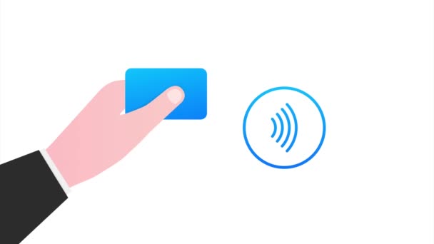 Bezkontaktní bezdrátové logo výplatní pásky. Technologie NFC. stock ilustrace. — Stock video