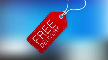 Beleş teslimat. Kamyonetli rozet. Fiyat etiketi hisse çizelgesi.