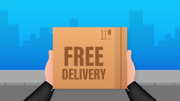 Consegna gratuita. Banner web per servizi di consegna ed e-commerce. illustrazione delle scorte. — Video Stock