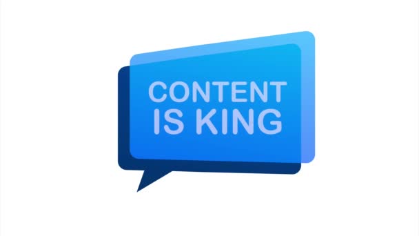 El contenido es rey, icono plano, insignia sobre fondo blanco. ilustración. — Vídeos de Stock